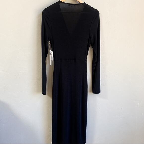 NWT Good American Shimmer Black Faux Wrap Dress - Picture 5 of 6